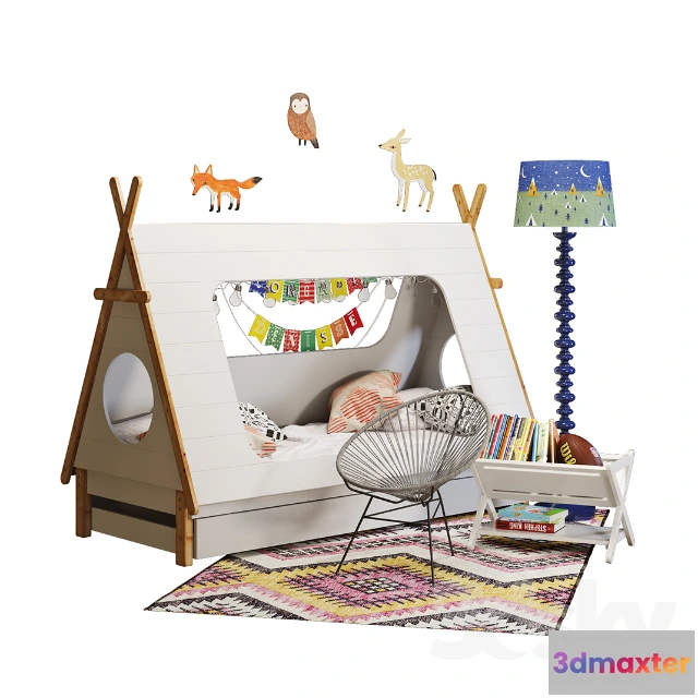 1079308 - Domayne tee pee-bed with crate  barrel decor - 212865