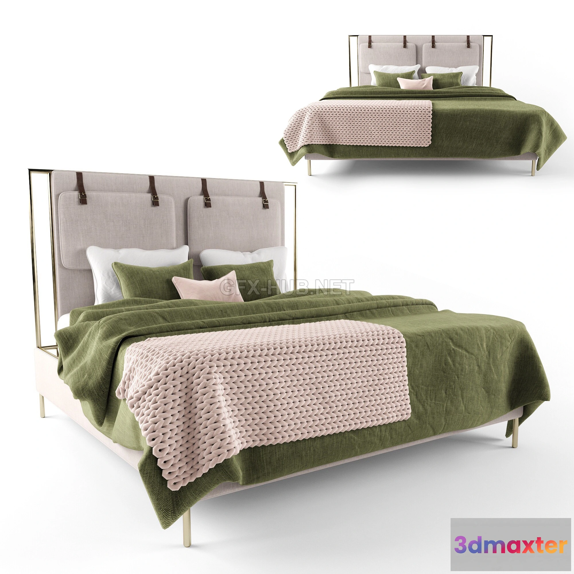 1085232 - Leigh Upholstered Bed 3D model - 218789