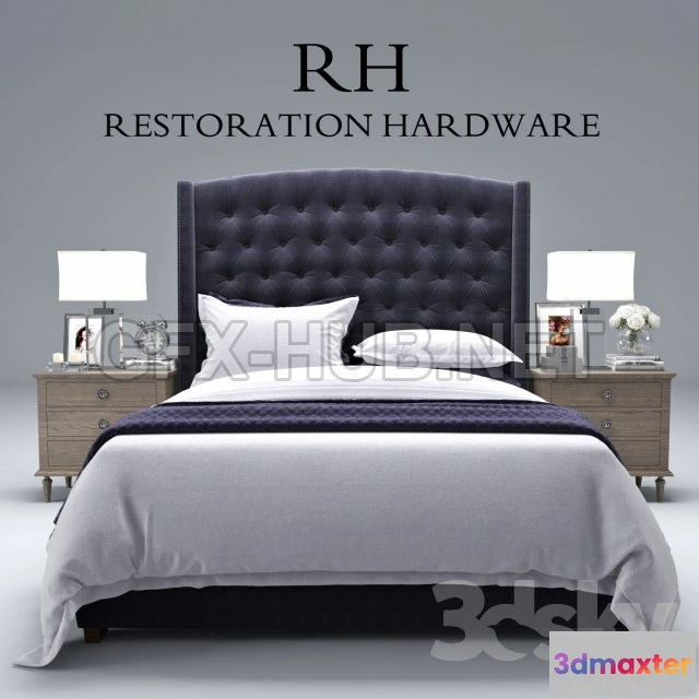 1090212 - Restoration Hardware Warner Fabric Tufted bed - 223769