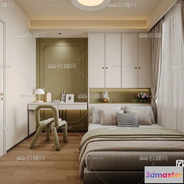 1241884 - BEDROOM - MODERN STYLE - CORONA - 3D MODEL - 2066