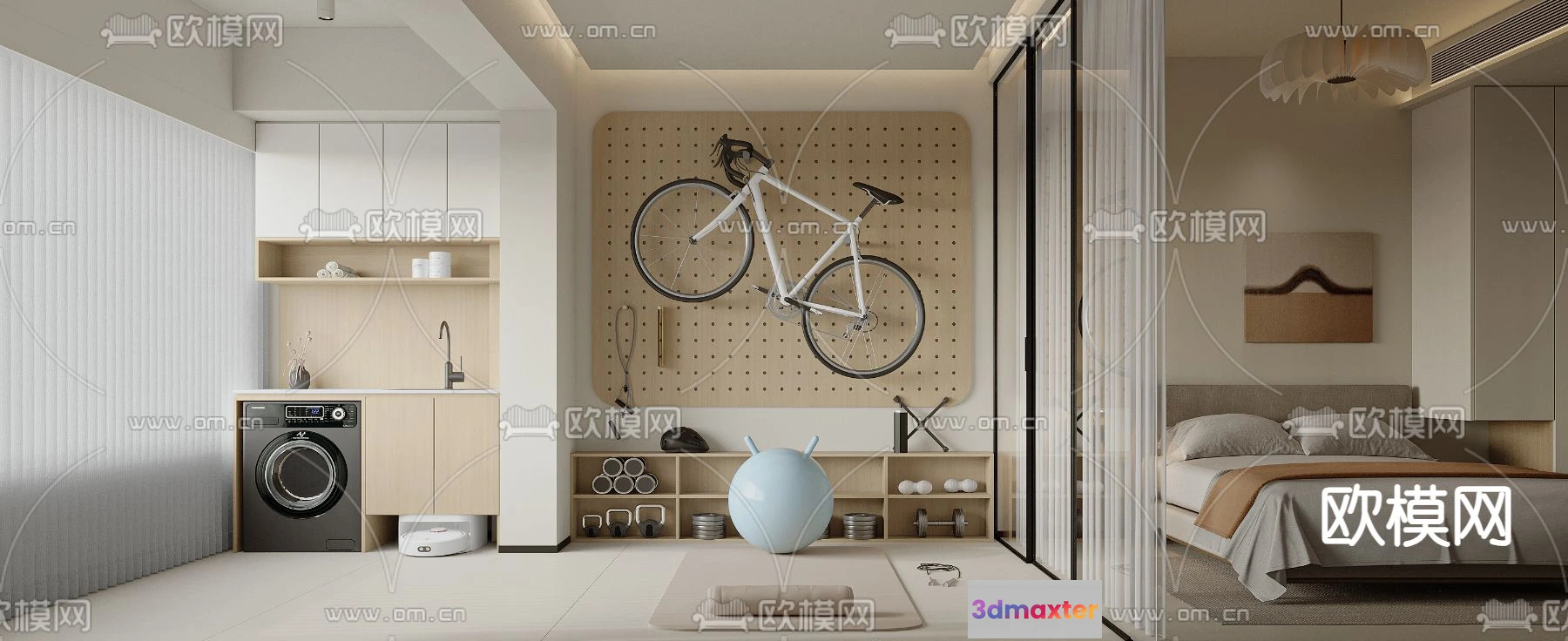 1241900 - BEDROOM - MODERN STYLE - CORONA - 3D MODEL - 2074