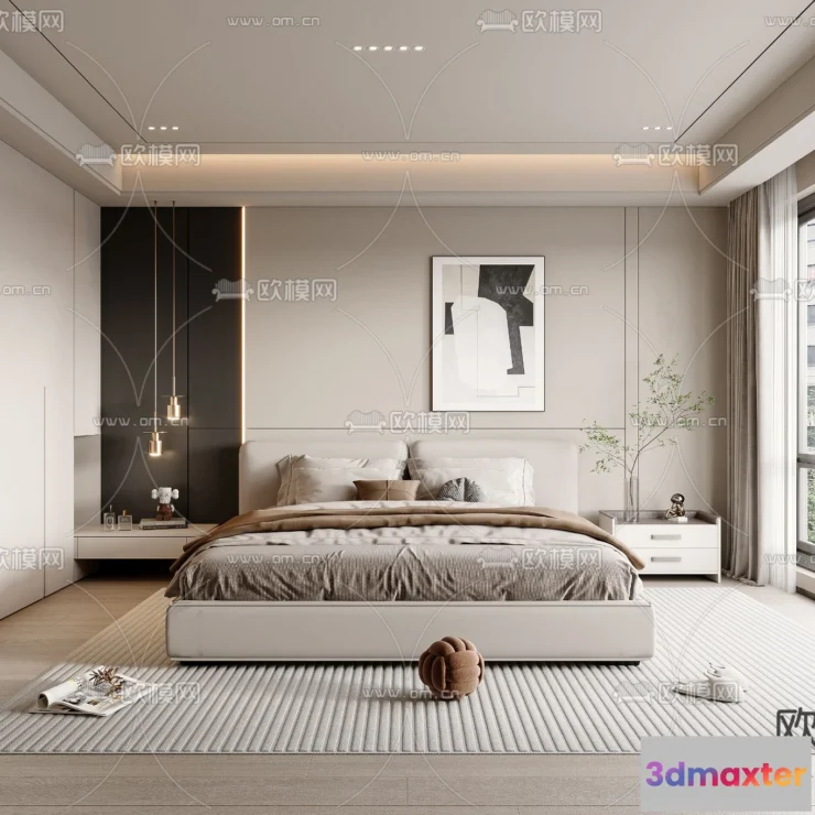 1241902 - BEDROOM - MODERN STYLE - VRAY  CORONA - 3D MODEL - 2075