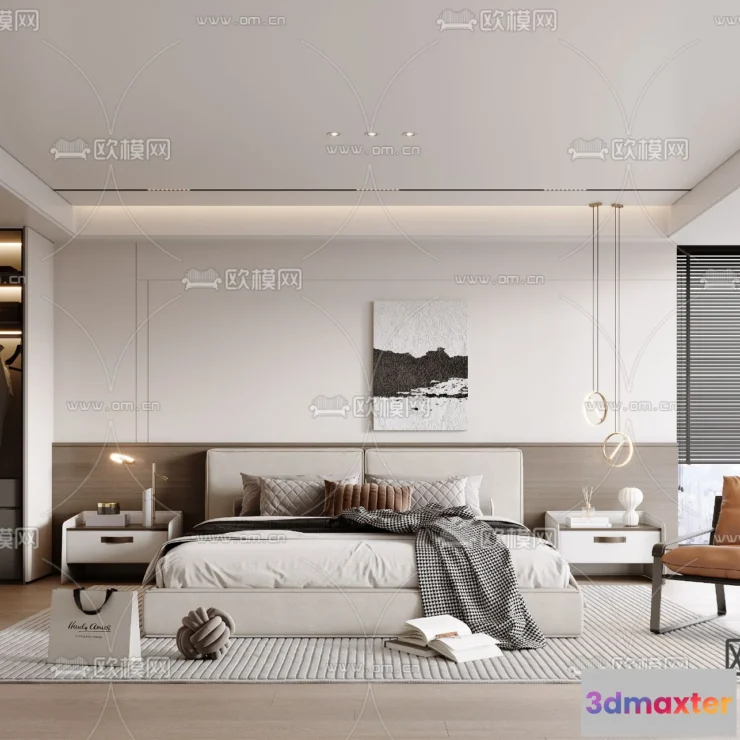 1241906 - BEDROOM - MODERN STYLE - VRAY  CORONA - 3D MODEL - 2077