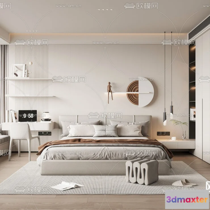1241934 - BEDROOM - MODERN STYLE - VRAY  CORONA - 3D MODEL - 2091