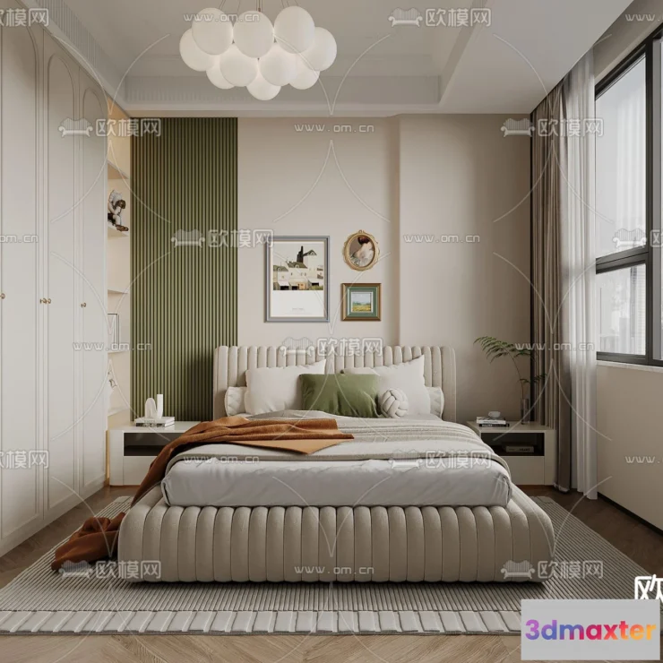 1241952 - BEDROOM - MODERN STYLE - VRAY  CORONA - 3D MODEL - 2100