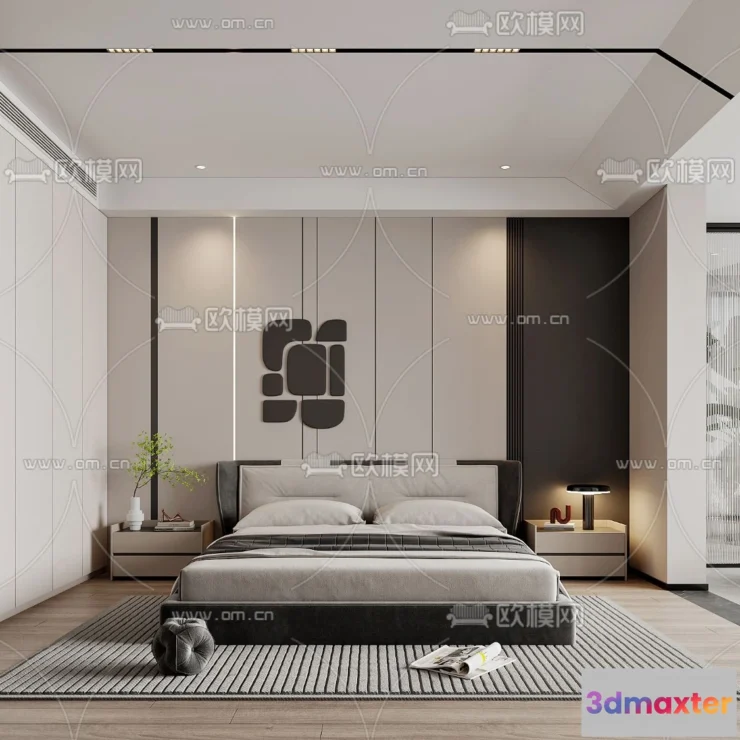 1241956 - BEDROOM - MODERN STYLE - VRAY CORONA - 3D MODEL - 2102