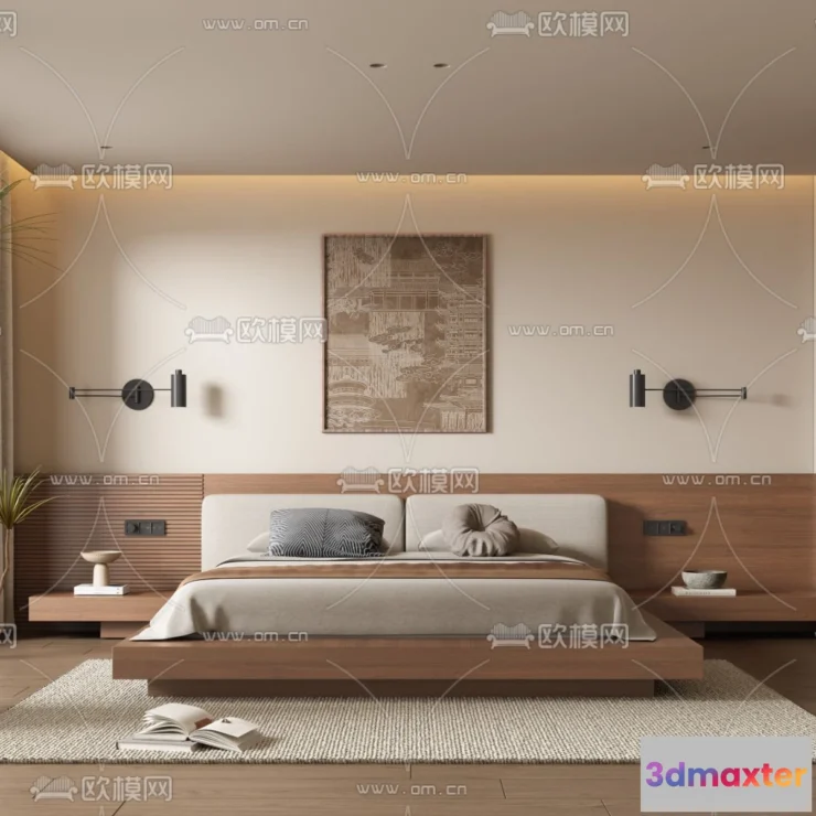 1241978 - BEDROOM - MODERN STYLE - VRAY  CORONA - 3D MODEL - 2113