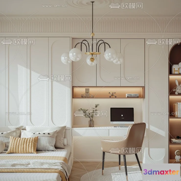 1241984 - BEDROOM - MODERN STYLE - VRAY  CORONA - 3D MODEL - 2116