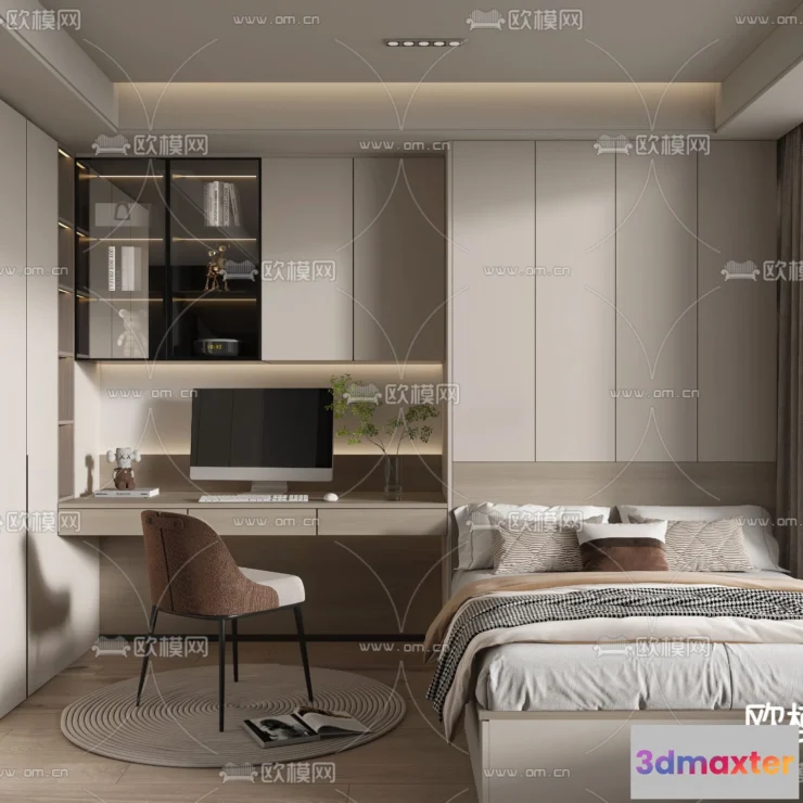 1242002 - BEDROOM - MODERN STYLE - VRAY  CORONA - 3D MODEL - 2125