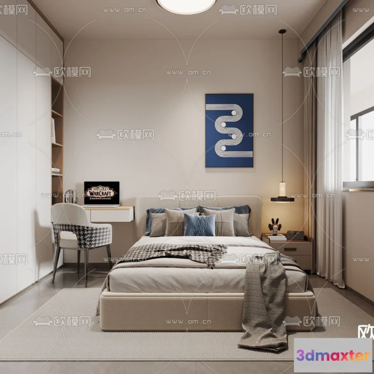 1242004 - BEDROOM - MODERN STYLE - CORONA - 3D MODEL - 2126