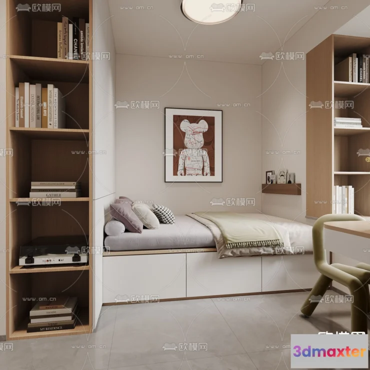 1242010 - BEDROOM - MODERN STYLE - CORONA - 3D MODEL - 2129