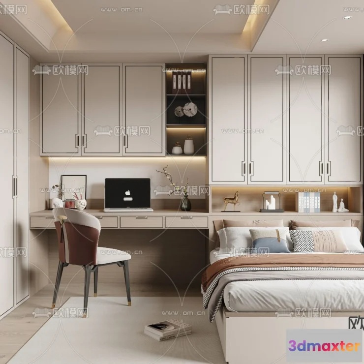 1242016 - BEDROOM - MODERN STYLE - CORONA - 3D MODEL - 2132