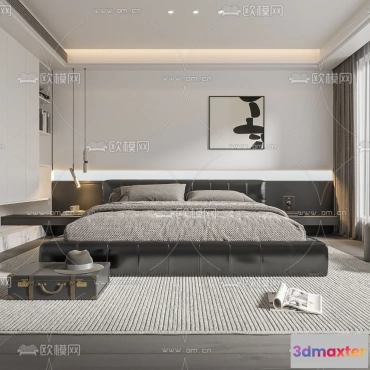 1242018 - BEDROOM - MODERN STYLE - VRAY  CORONA - 3D MODEL - 2133
