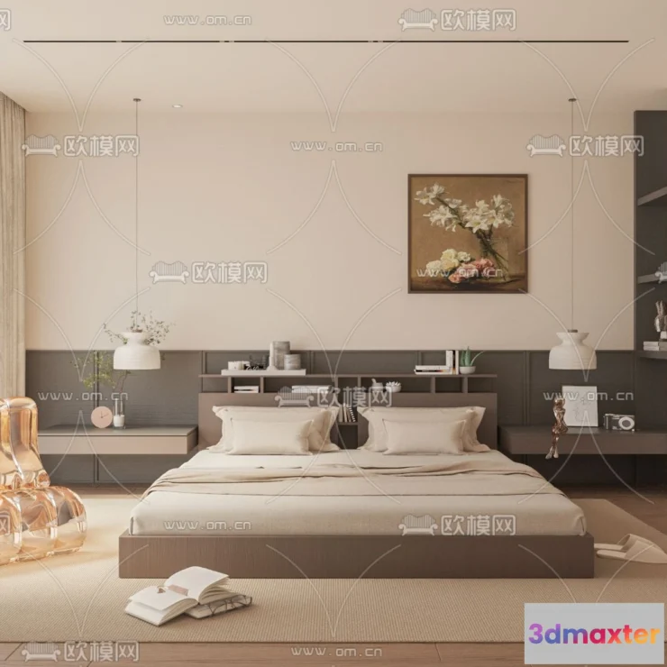 1242024 - BEDROOM - MODERN STYLE - VRAY  CORONA - 3D MODEL - 2136