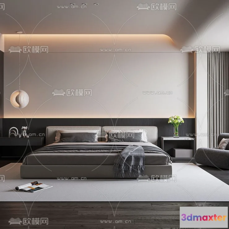 1242026 - BEDROOM - MODERN STYLE - VRAY  CORONA - 3D MODEL - 2137