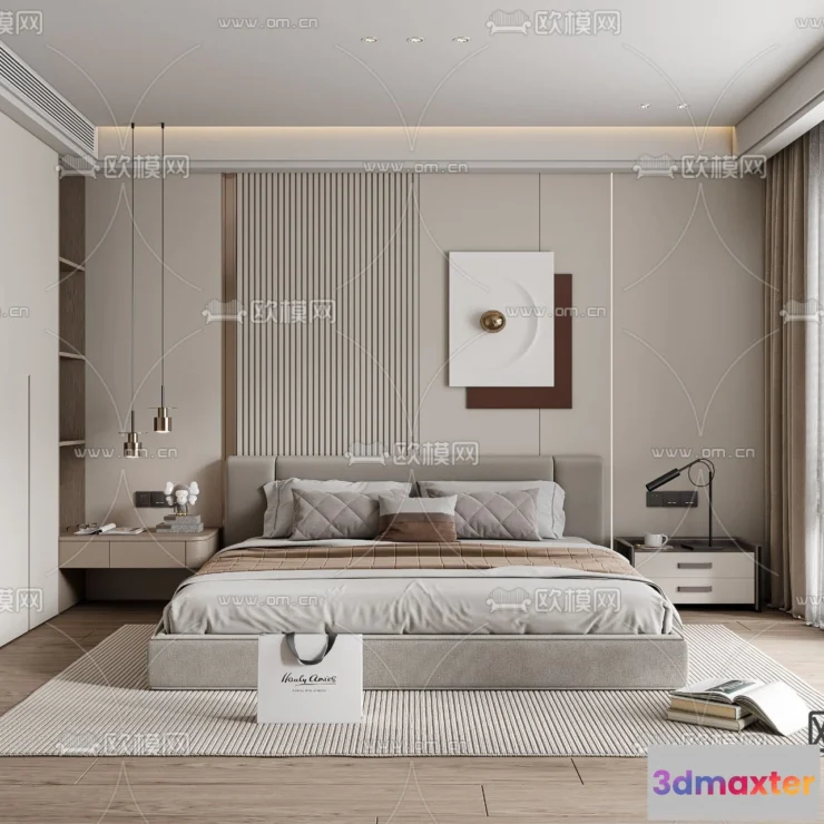 1242036 - BEDROOM - MODERN STYLE - VRAY  CORONA - 3D MODEL - 2142