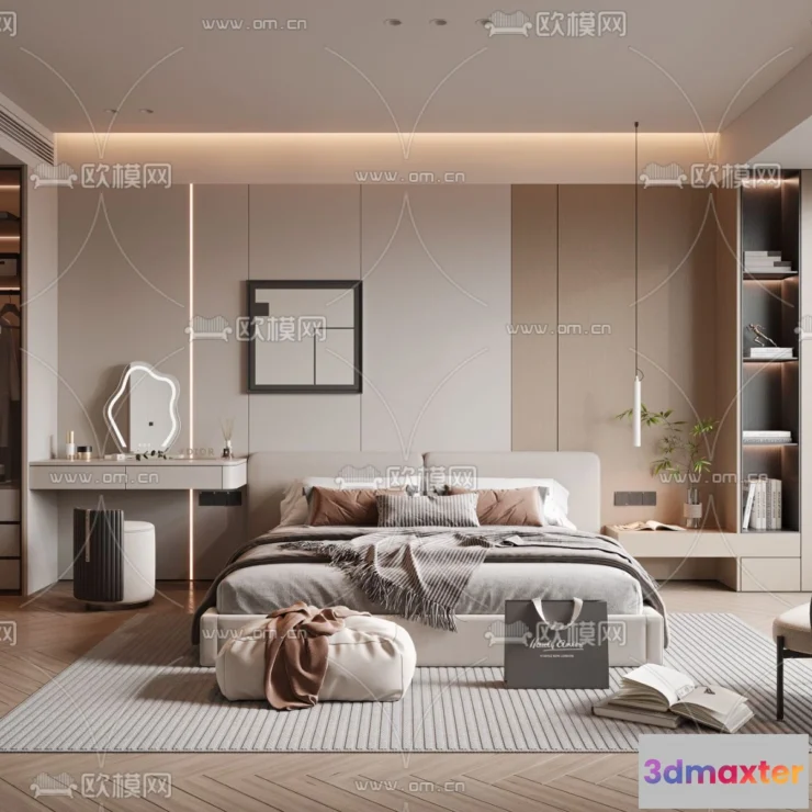 1242048 - BEDROOM - MODERN STYLE - VRAY  CORONA - 3D MODEL - 2148