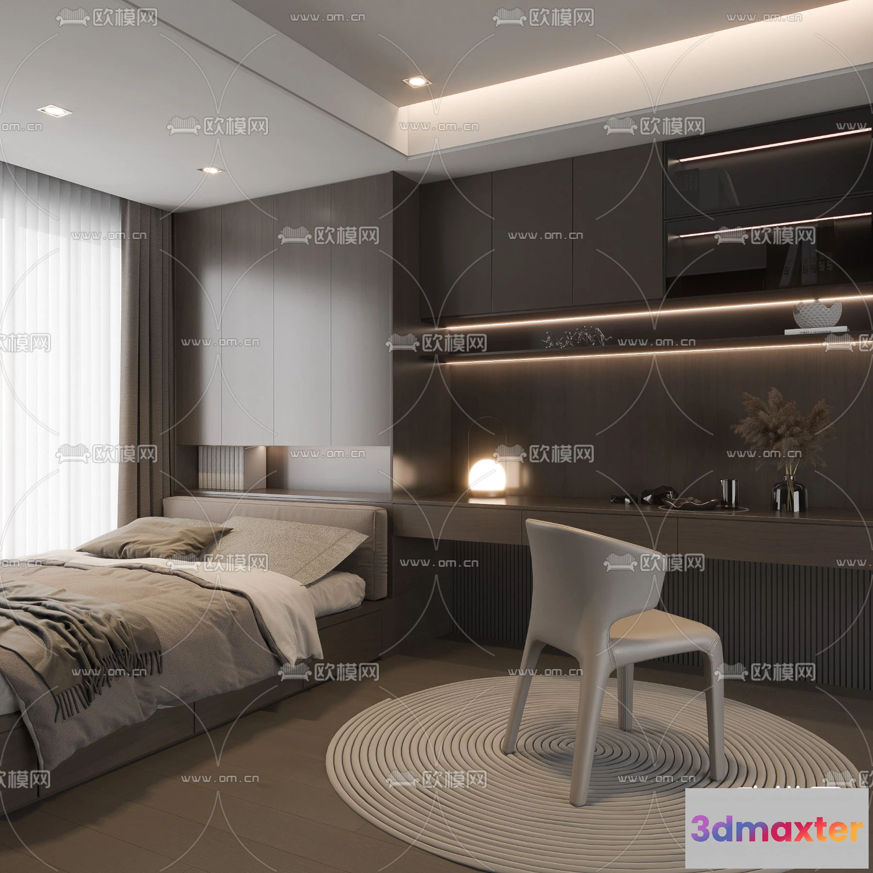 1242050 - BEDROOM - MODERN STYLE - VRAY  CORONA - 3D MODEL - 2149