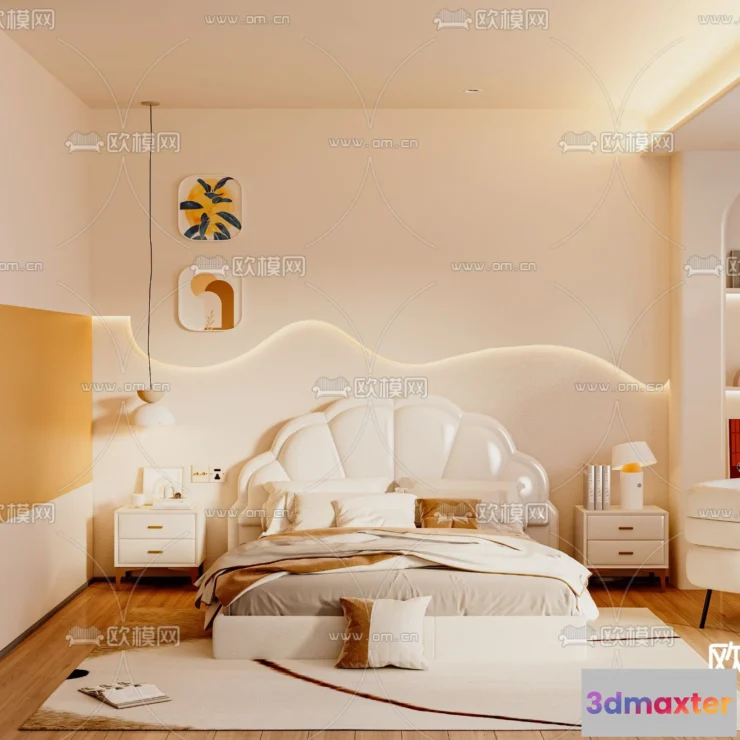 1242056 - BEDROOM - MODERN STYLE - CORONA - 3D MODEL - 2152