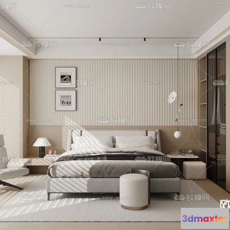 1242060 - BEDROOM - MODERN STYLE - CORONA - 3D MODEL - 2154