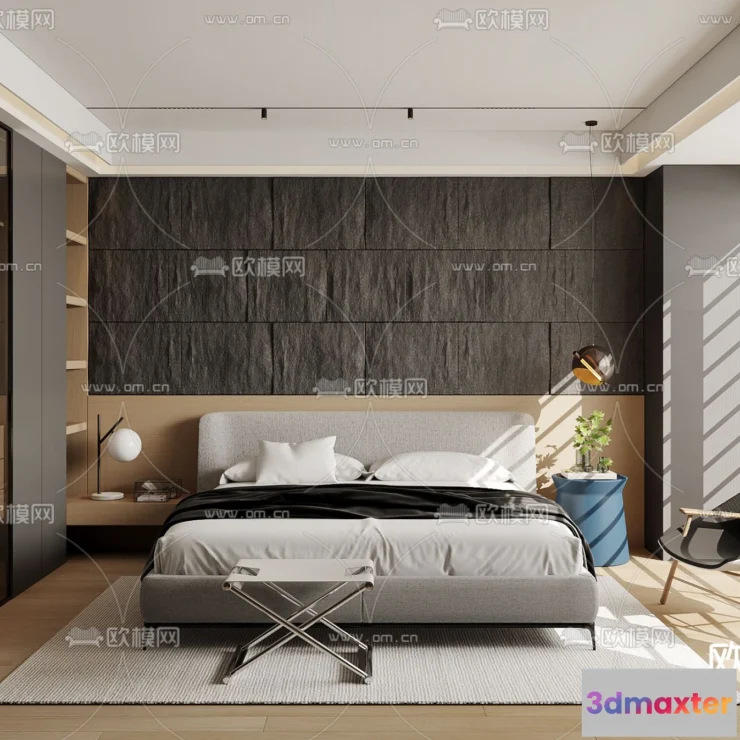 1242062 - BEDROOM - MODERN STYLE - CORONA - 3D MODEL - 2155
