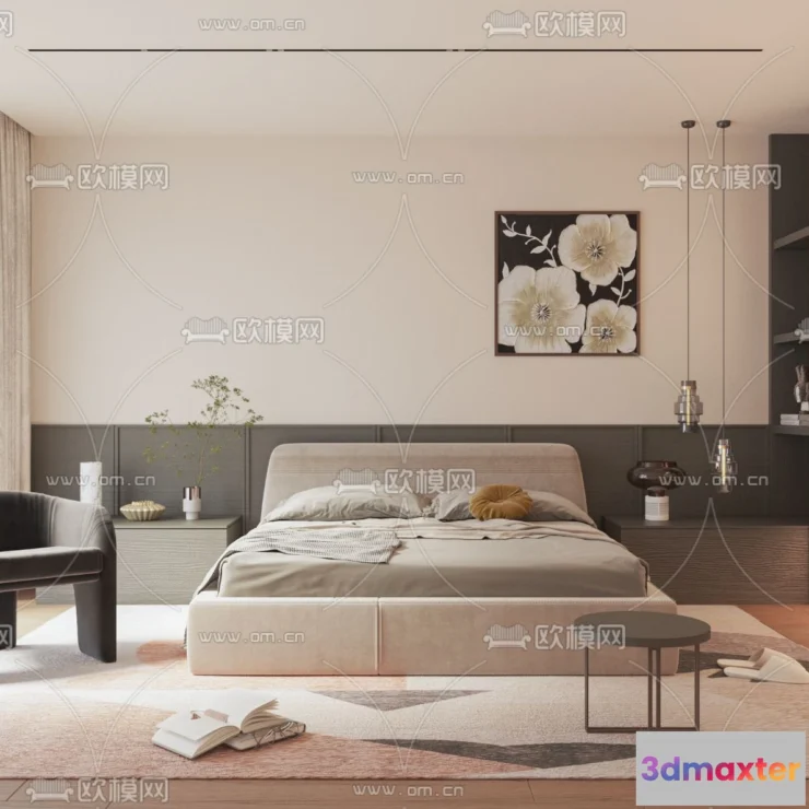 1242064 - BEDROOM - MODERN STYLE - VRAY  CORONA - 3D MODEL - 2156