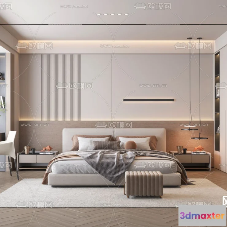 1242070 - BEDROOM - MODERN STYLE - VRAY  CORONA - 3D MODEL - 2159