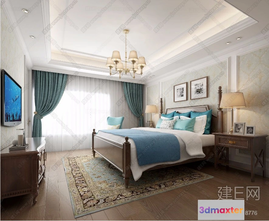 1358360 - Bedroom 3D Interior Scene - American Style - 015 3D Max