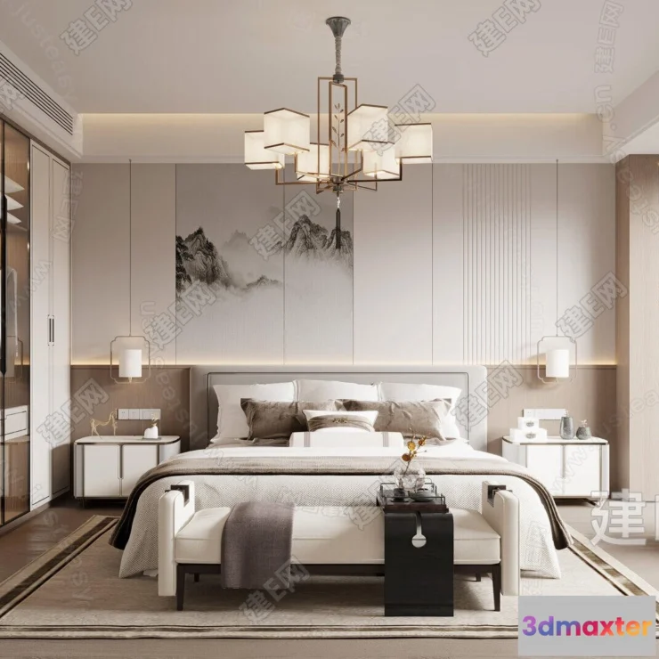 1361844 - Bedroom - 3D Interior Scenes - Modern Style - 3D Models - 150 3D Max