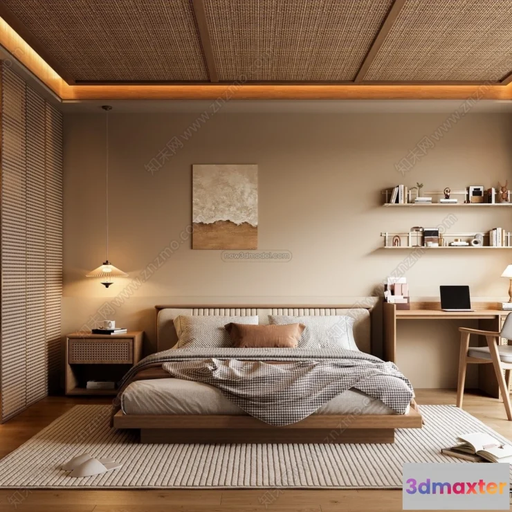 1365540 - Bedroom 3D Interior Scene Model - Wabi Sabi Style - 072 3D Max