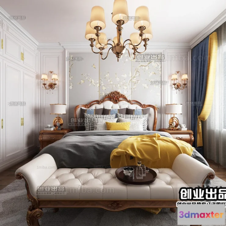 1368614 - Bedroom 3D Interior Scene Model - European Style - 003 3D Max