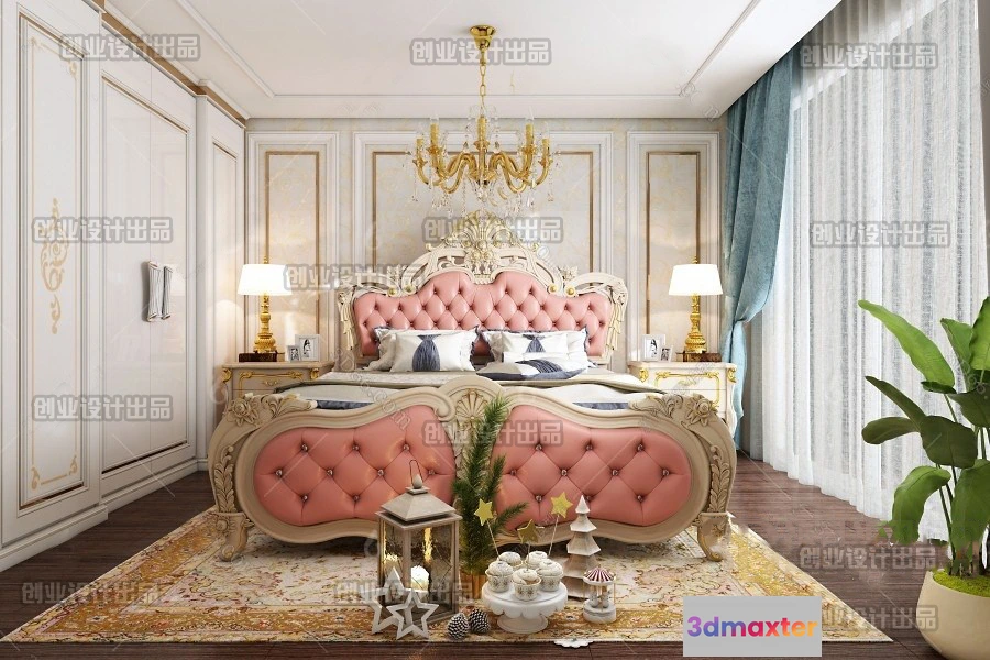 1368935 - Bedroom 3D Interior Scene Model - European Style - 008 3D Max