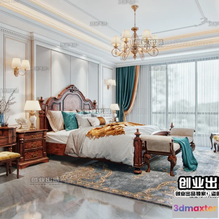 1369015 - Bedroom 3D Interior Scene Model - European Style - 009 3D Max