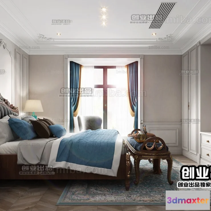 1369362 - Bedroom 3D Interior Scene Model - European Style - 014 3D Max