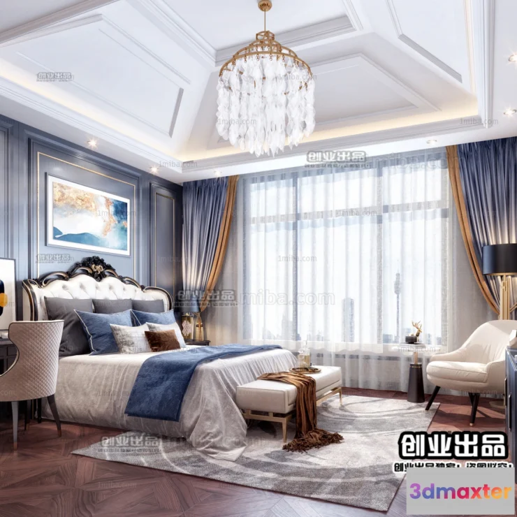 1369437 - Bedroom 3D Interior Scene Model - European Style - 015 3D Max