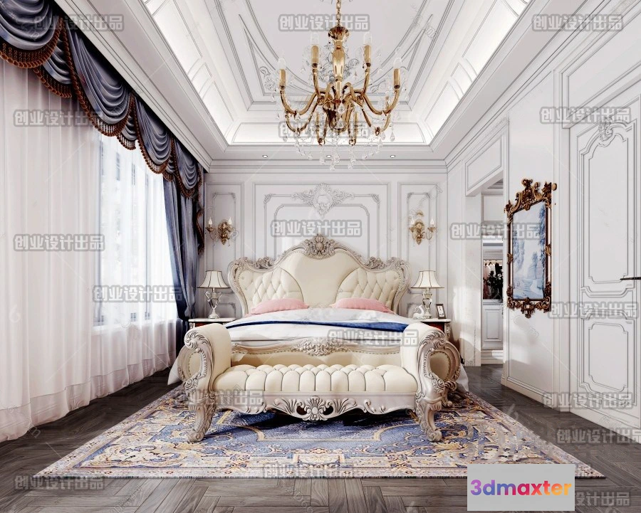 1369637 - Bedroom 3D Interior Scene Model - European Style - 018 3D Max