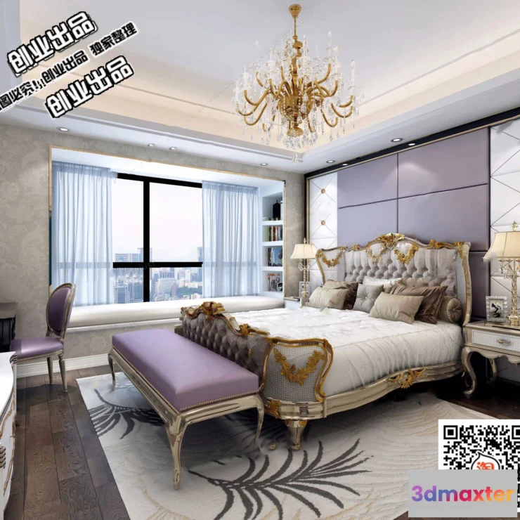 1369764 - Bedroom 3D Interior Scene Model - European Style - 020 3D Max