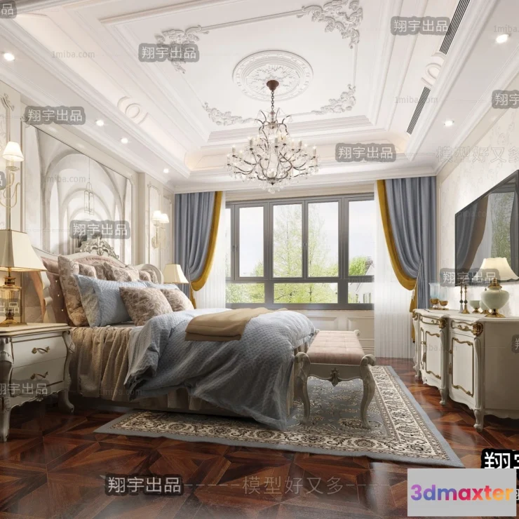 1370299 - Bedroom 3D Interior Scene Model - European Style - 028 3D Max