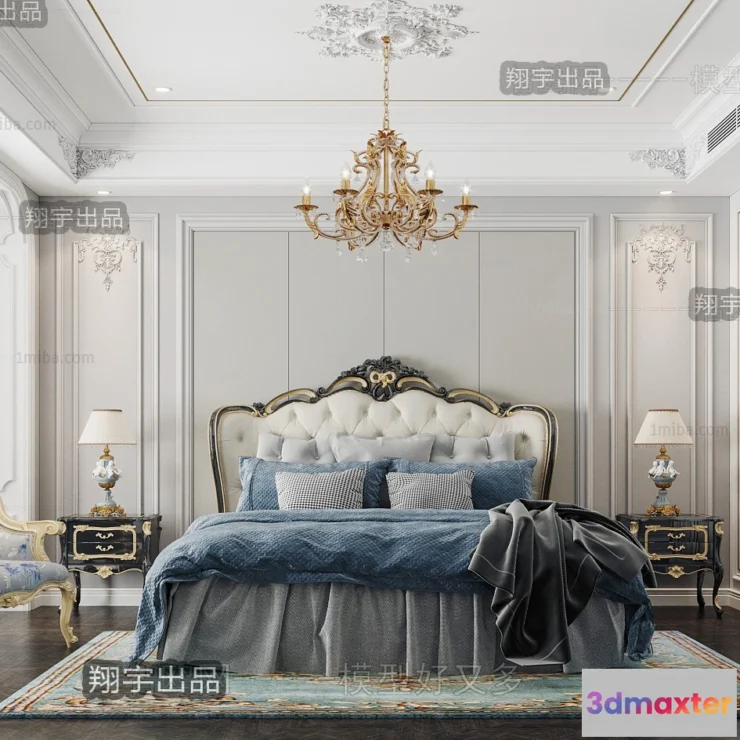 1370436 - Bedroom 3D Interior Scene Model - European Style - 030 3D Max
