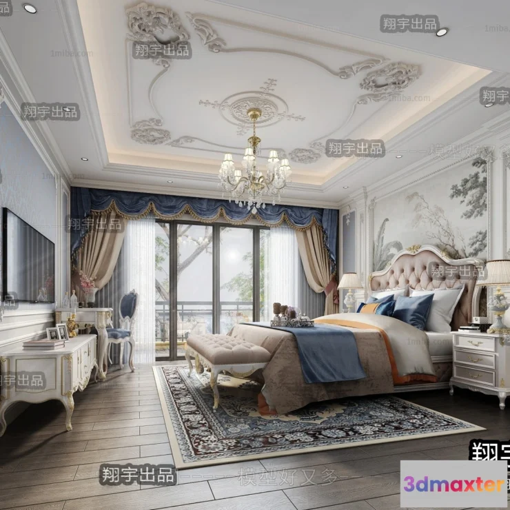 1370504 - Bedroom 3D Interior Scene Model - European Style - 031 3D Max