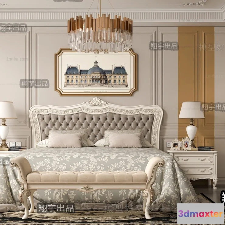 1370802 - Bedroom 3D Interior Scene Model - European Style - 035 3D Max