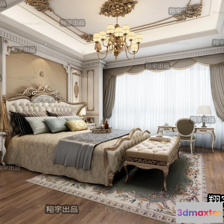 1371021 - Bedroom 3D Interior Scene Model - European Style - 038 3D Max