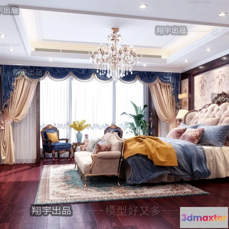 1371237 - Bedroom 3D Interior Scene Model - European Style - 041 3D Max