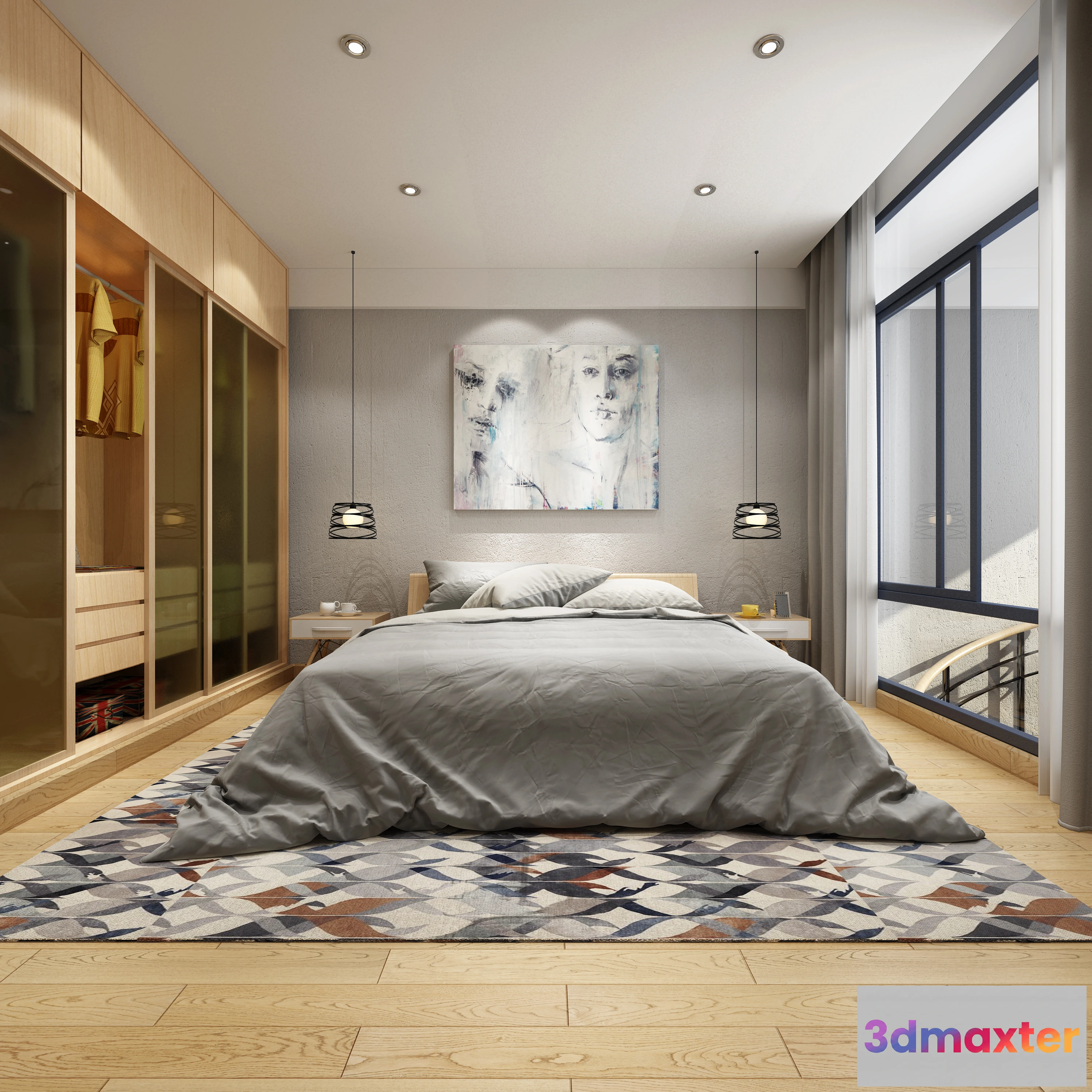 1375264 - Bedroom 3D Interior Scene - Japanese Style - 017 3D Max