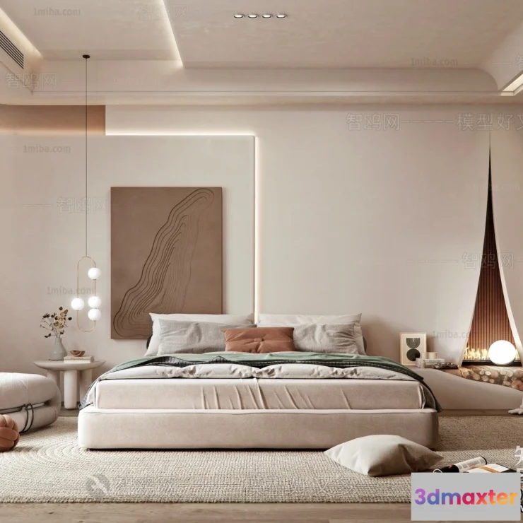 1376233 - Bedroom 3D Interior Scene Model - Wabi Sabi Style - 059 3D Max