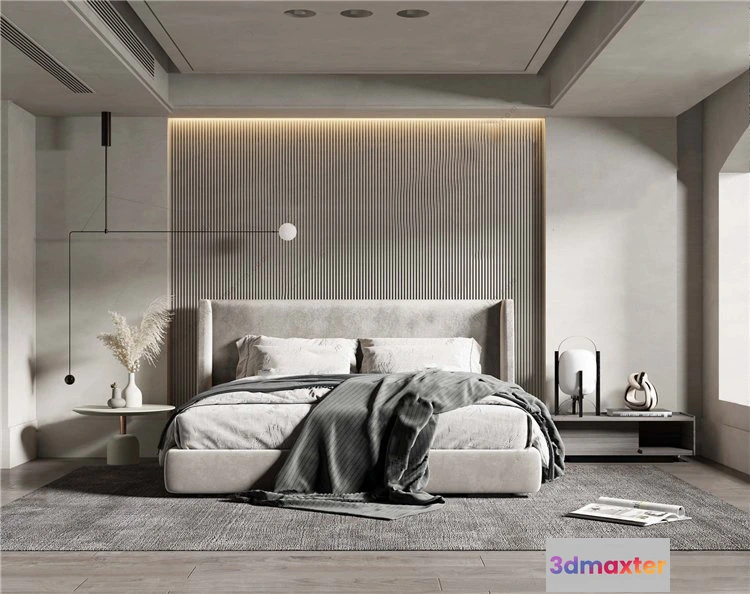 1381977 - Bedroom 3D Interior Scene Model - Wabi Sabi Style - 014 3D Max