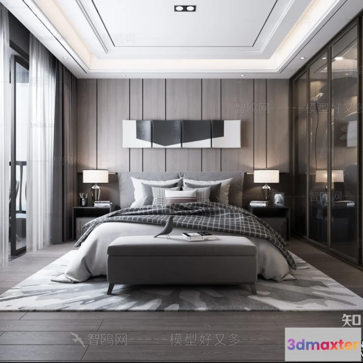1382273 - Bedroom - Minimalist Style - 3D Interior Scene - 036 3D Max