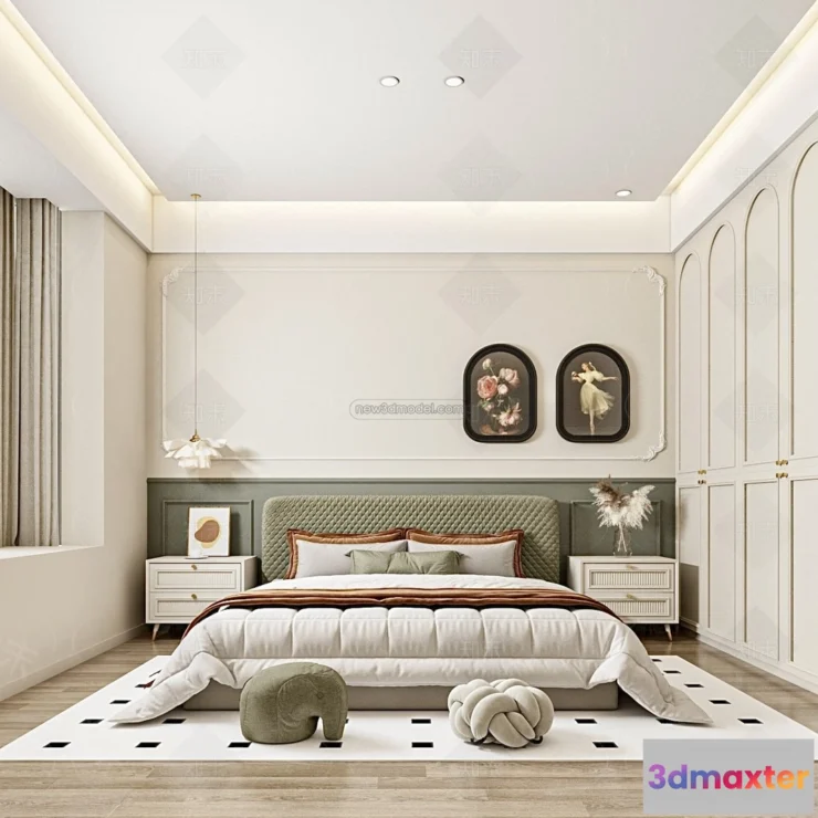1387398 - Bedroom - 3D Interior Scene - French Style - 009 3D Max