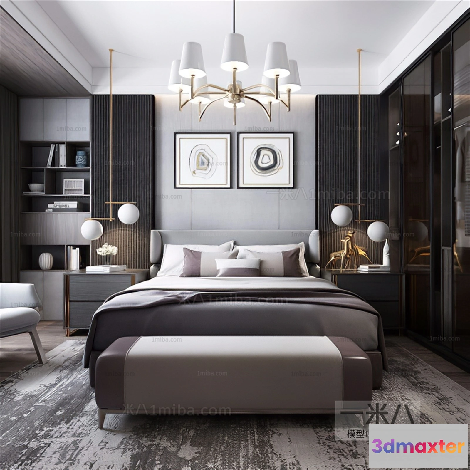 1387845 - Bedroom - 3D Interior Scene - Luxury Style - 085 3D Max