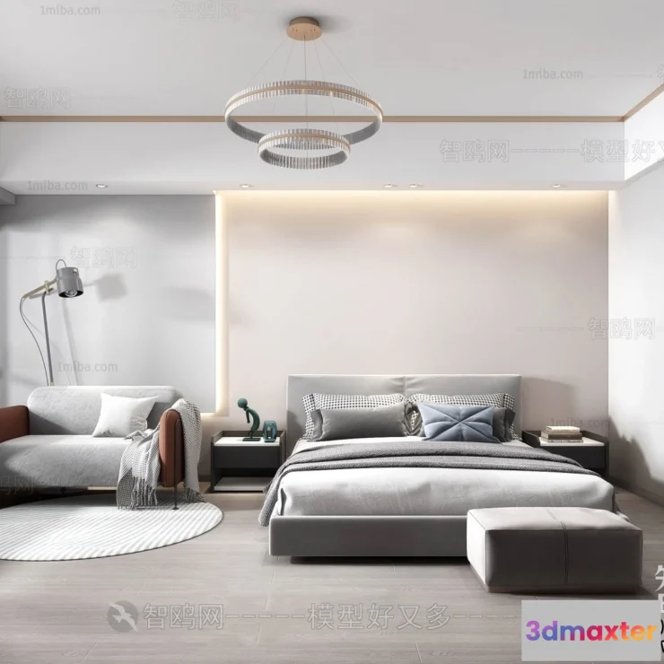 1388159 - Bedroom - Minimalist Style - 3D Interior Scene - 124 3D Max